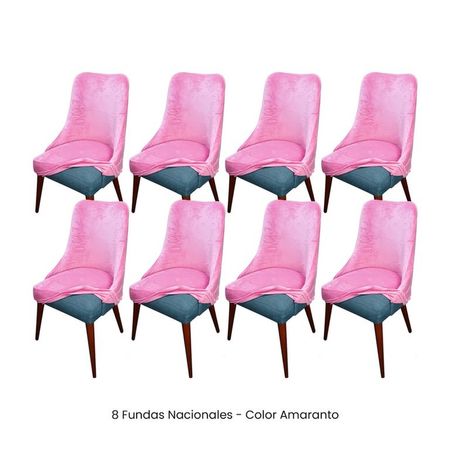 8 Fundas Nacionales de Terciopelo para Silla Brazo - Amaranto Rosado