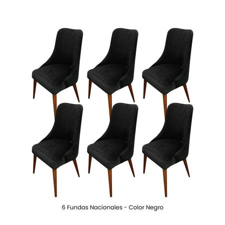 6 Fundas Nacionales de Terciopelo para Silla Brazo - Negro Negro