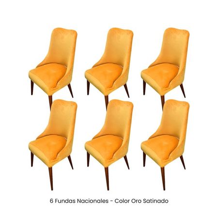 6 Fundas Nacionales de Terciopelo para Silla Brazo - Oro Satinado Oro
