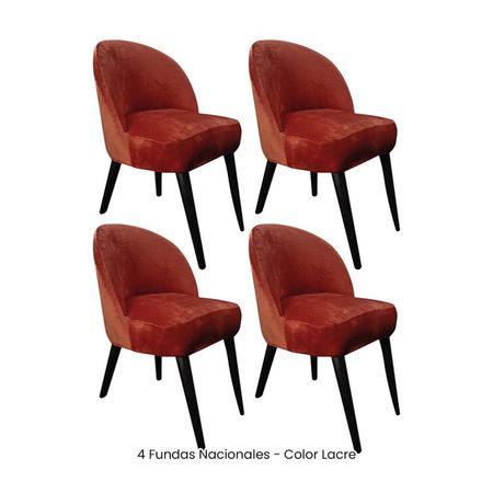 4 Fundas Nacionales de Terciopelo para Silla Vintage Curva - Lacre Naranja