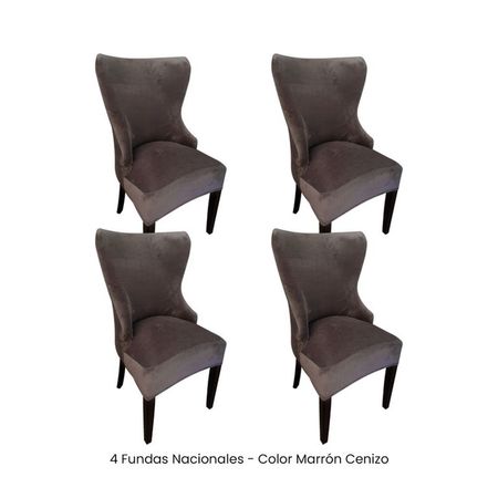 4 Fundas Nacionales de Terciopelo para Silla Princesa - Marrón Cenizo Marrón