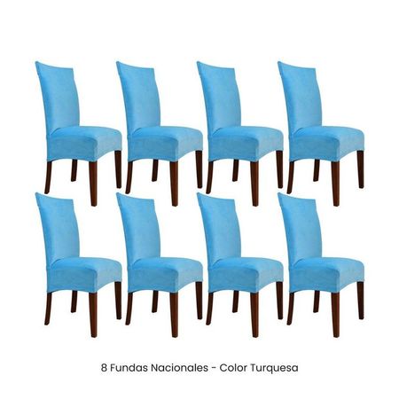 8 Fundas Nacionales de Terciopelo para Silla Recta - Turquesa Turquesa