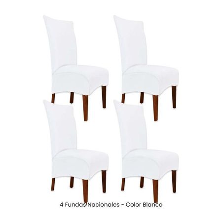 4 Fundas Nacionales de Terciopelo para Silla Recta - Blanco Blanco