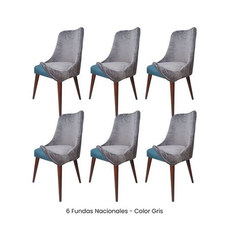 6 Fundas Nacionales de Terciopelo para Silla Brazo - Gris Gris