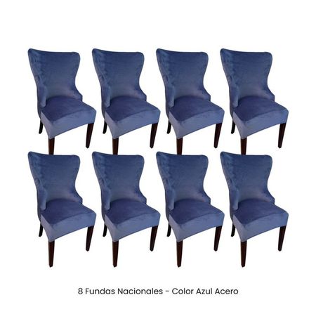 8 Fundas Nacionales de Terciopelo para Silla Princesa - Azul Acero Gris