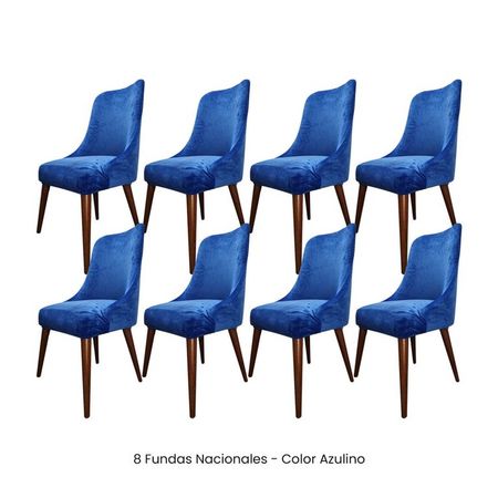 8 Fundas Nacionales de Terciopelo para Silla Brazo - Azulino Azul Zafiro
