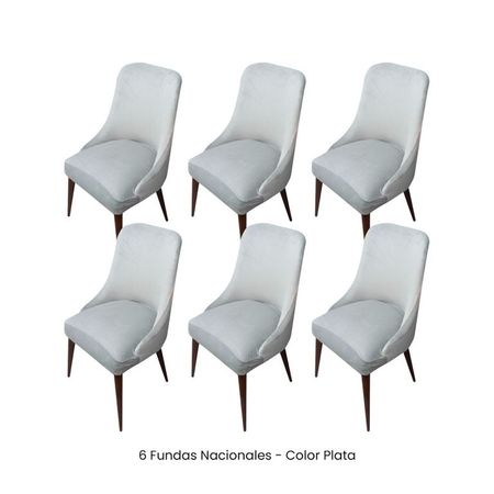 6 Fundas Nacionales de Terciopelo para Silla Brazo - Plata Plata