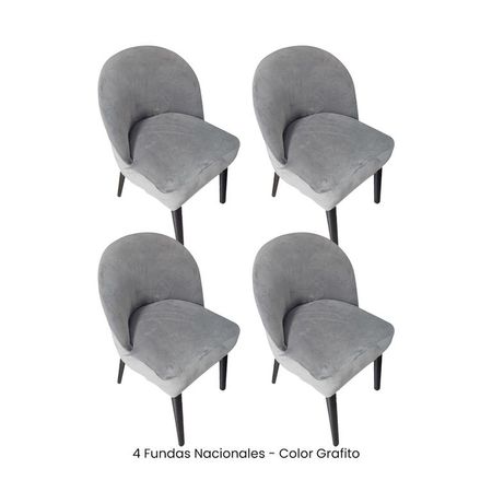4 Fundas Nacionales de Terciopelo para Silla Vintage Curva - Grafito Gris