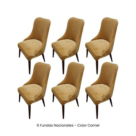 6 Fundas Nacionales de Terciopelo para Silla Brazo - Camel Camel