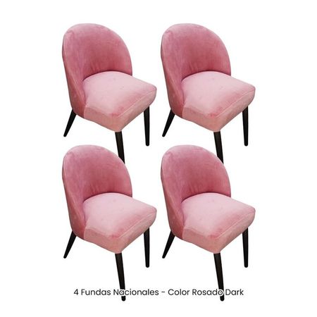 4 Fundas Nacionales de Terciopelo para Silla Vintage Curva - Rosado Dark Rosado