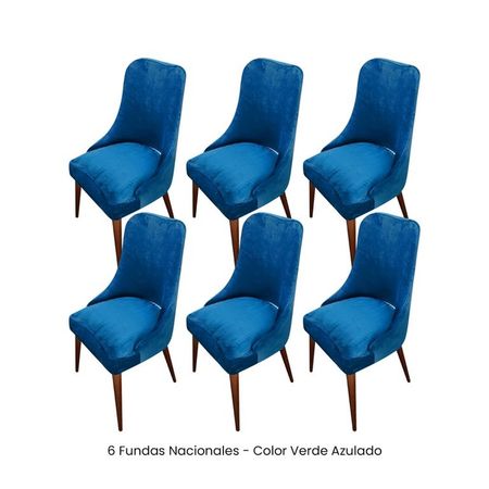 6 Fundas Nacionales de Terciopelo para Silla Brazo - Verde Azulado Verde Oscuro