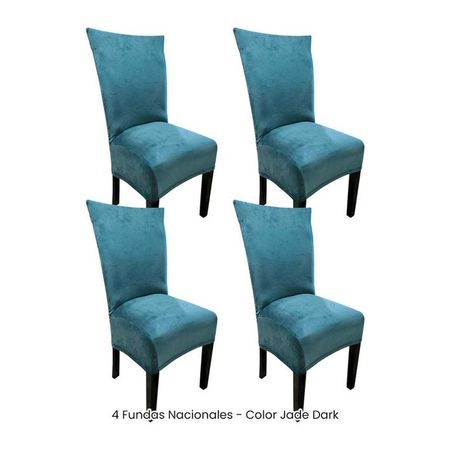 4 Fundas Nacionales de Terciopelo para Silla Recta - Jade Dark Verde Jade