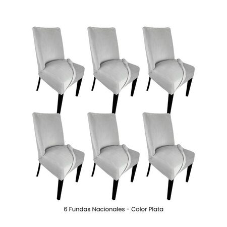 6 Fundas Nacionales de Terciopelo para Silla Butaca Curva - Plata Plata