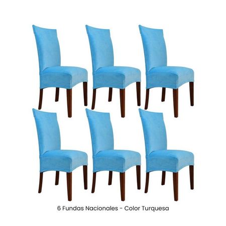 6 Fundas Nacionales de Terciopelo para Silla Recta - Turquesa Turquesa