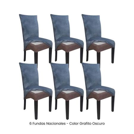 6 Fundas Nacionales de Terciopelo para Silla Recta - Grafito Oscuro Gris
