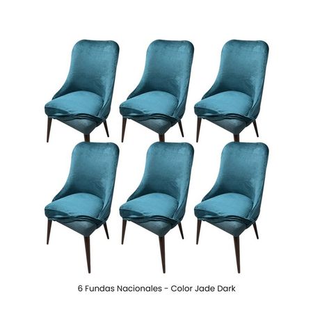 6 Fundas Nacionales de Terciopelo para Silla Brazo - Jade Dark Verde
