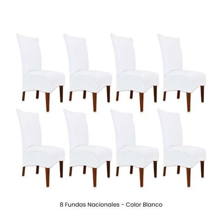 8 Fundas Nacionales de Terciopelo para Silla Recta - Blanco Blanco