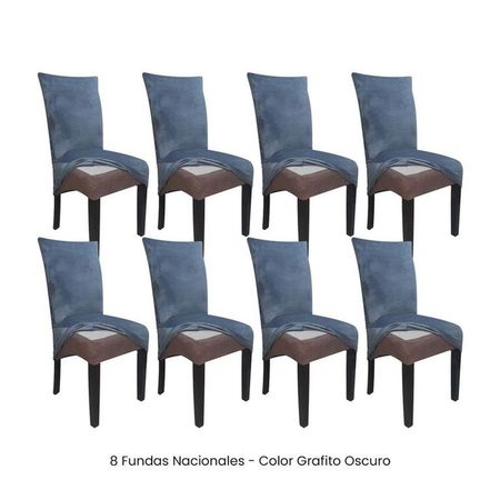 8 Fundas Nacionales de Terciopelo para Silla Recta - Grafito Oscuro Gris