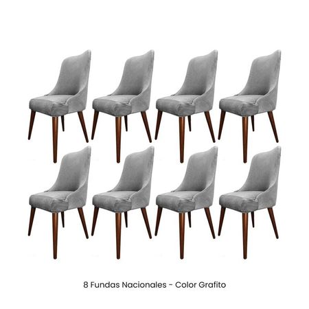 8 Fundas Nacionales de Terciopelo para Silla Brazo - Grafito Gris