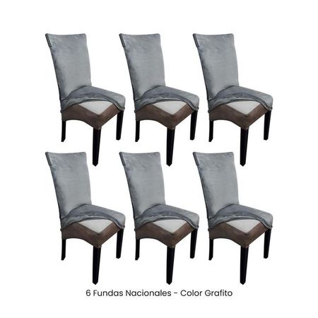 6 Fundas Nacionales de Terciopelo para Silla Recta - Grafito Gris