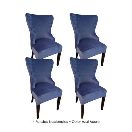 4 Fundas Nacionales de Terciopelo para Silla Princesa - Azul Acero Azul Grafito