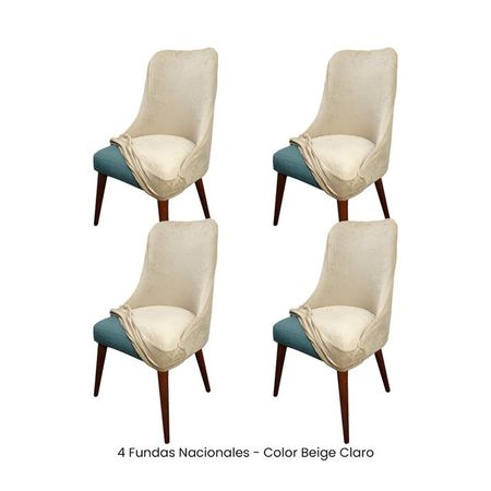 4 Fundas Nacionales de Terciopelo para Silla Brazo - Beige Claro Beige