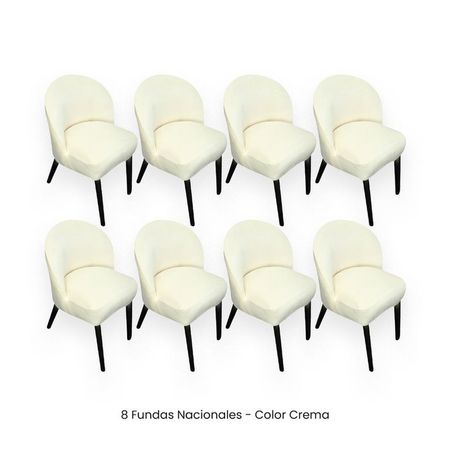 8 Fundas Nacionales de Terciopelo para Silla Vintage Curva - Crema Crema