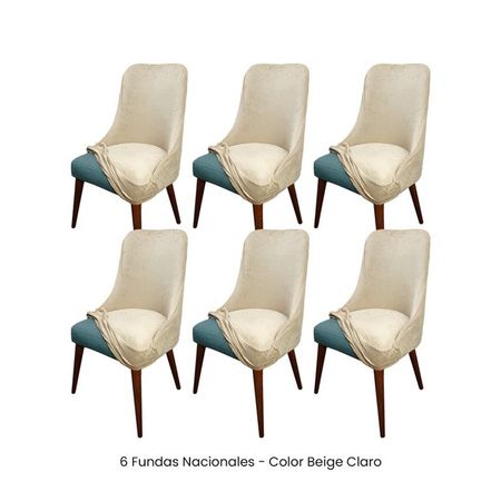 6 Fundas Nacionales de Terciopelo para Silla Brazo - Beige Claro Beige