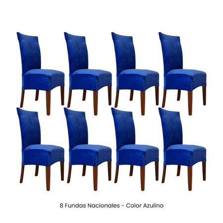 8 Fundas Nacionales de Terciopelo para Silla Recta - Azulino Azul Zafiro