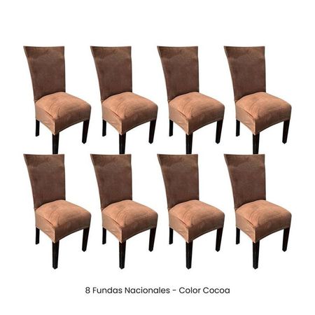 8 Fundas Nacionales de Terciopelo para Silla Recta - Cocoa Capuccino
