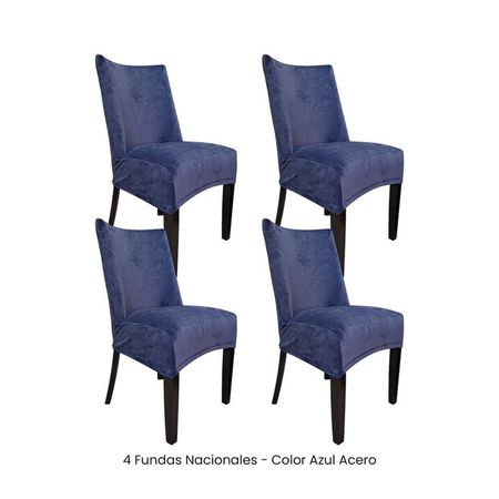 4 Fundas Nacionales de Terciopelo para Silla Butaca Curva - Azul Acero Azul Grafito
