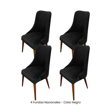 4 Fundas Nacionales de Terciopelo para Silla Brazo - Negro Negro