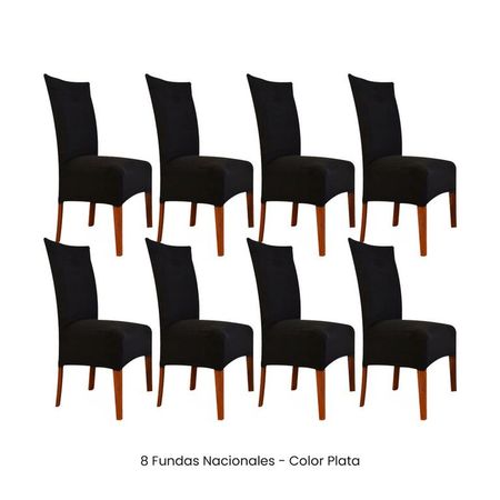 8 Fundas Nacionales de Terciopelo para Silla Recta - Negro Negro