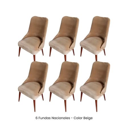 6 Fundas Nacionales de Terciopelo para Silla Brazo - Beige Beige
