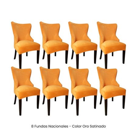 8 Fundas Nacionales de Terciopelo para Silla Princesa - Oro Satinado Oro