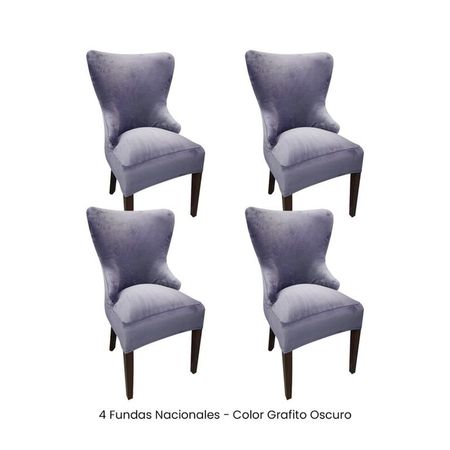 4 Fundas Nacionales de Terciopelo para Silla Princesa - Grafito Oscuro Gris