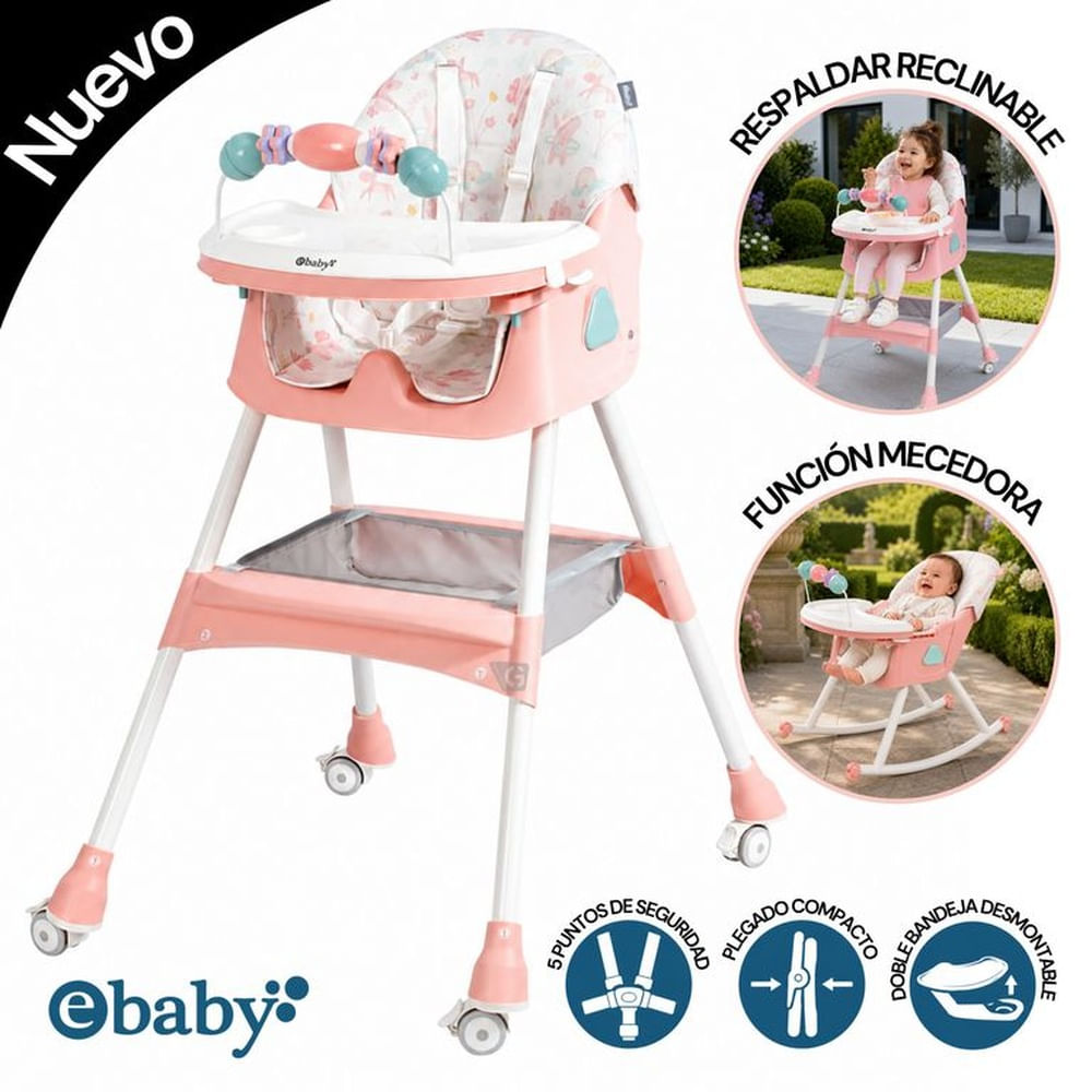 Silla de Comer Ebaby con Mecedora DALI Rosado 633-1 ...