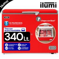Congelador Horizontal Con Tina De Acero Inoxidable 340Lt Rojo Ilumi TFI-3400RE