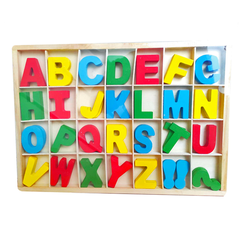 Set De 56 Letras Alfabeto Mayúsculas De Madera Multicolor