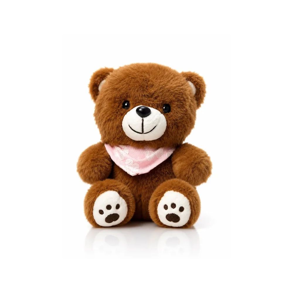 Osito de Peluche 22 cm con Pañuelo Rosa - Peluche Suave y Tierno para Regalo