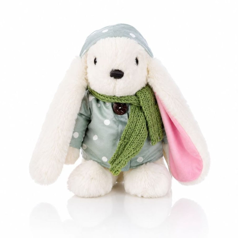 Conejo de Peluche 30 cm con Ropa y Bufanda - Peluche Suave para Regalo y Decoración