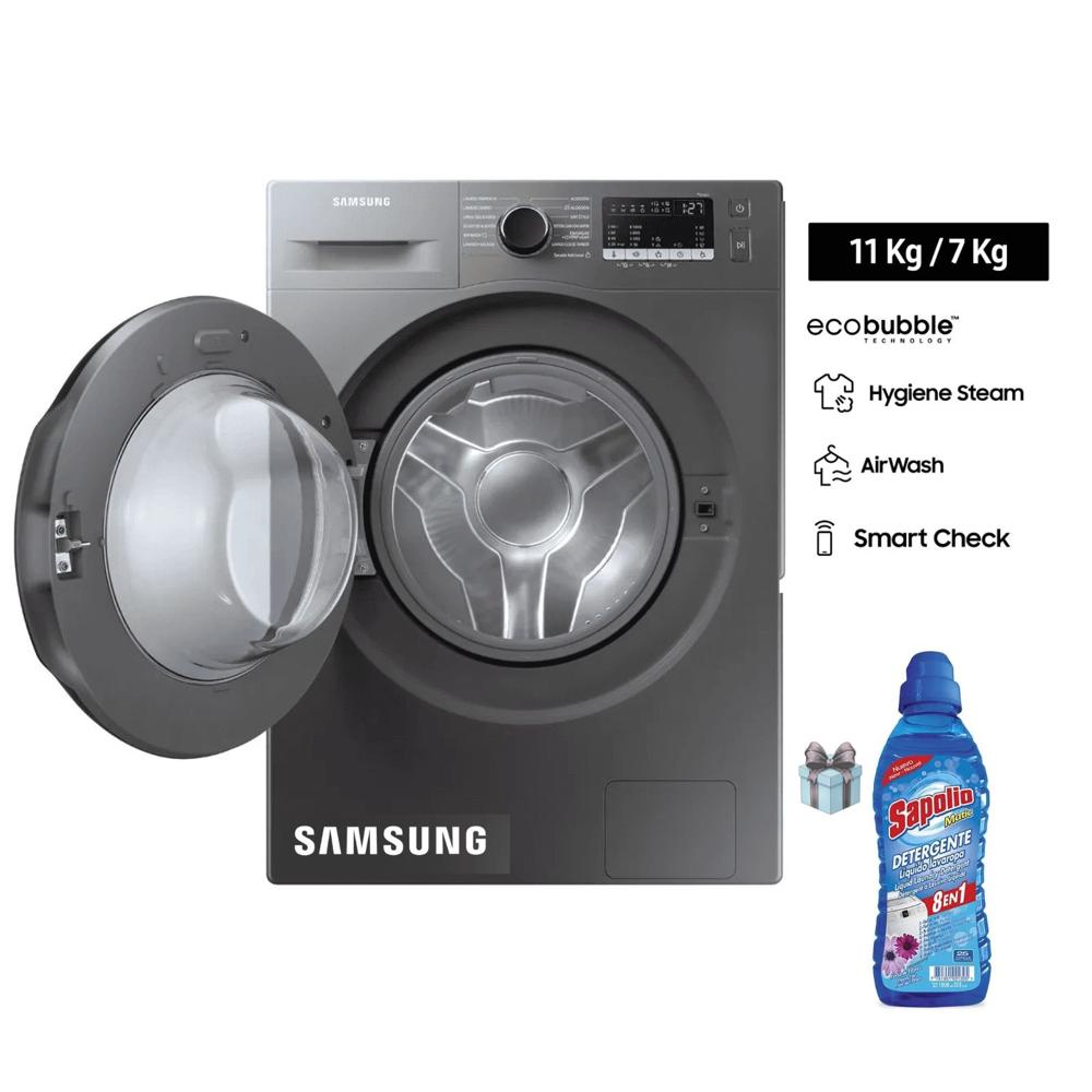 Lavaseca Samsung 11 Kg -7 Kg Ecobubble Airwash Digital WD11T4046BX - Detergente Liquido Sapolio 1L