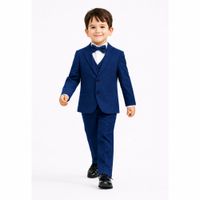 Conjunto azul acero Traje formal pantalón saco chaleco y corbata