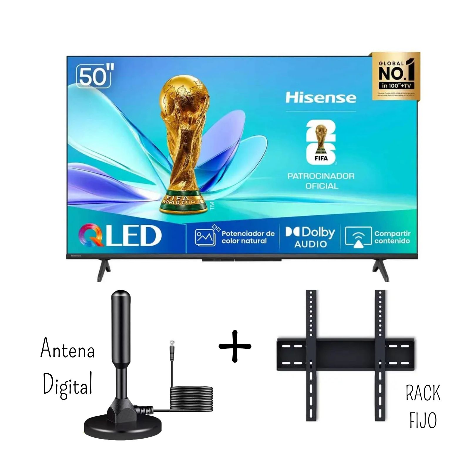 TELEVISOR HISENSE 50 PULGADAS QLED FHD SMART TV 50Q4SV - Antena Digital - Rack Fijo Nuevo Modelo