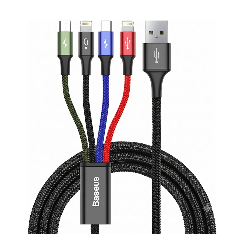 Cable Carga Rápida 4 en 1  2 Lightning 1 USB C y Micro USB 3.5 Baseus