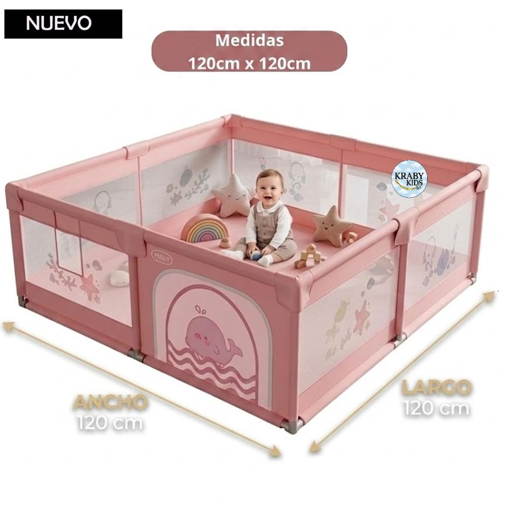 Corral Cerco para Bebes 120cmx120cm Rosado