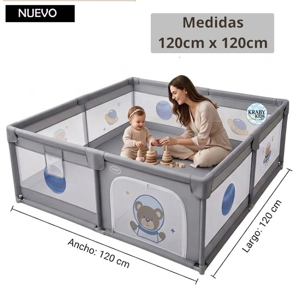Corral Cerco para Bebes 120cmx120cm Gris