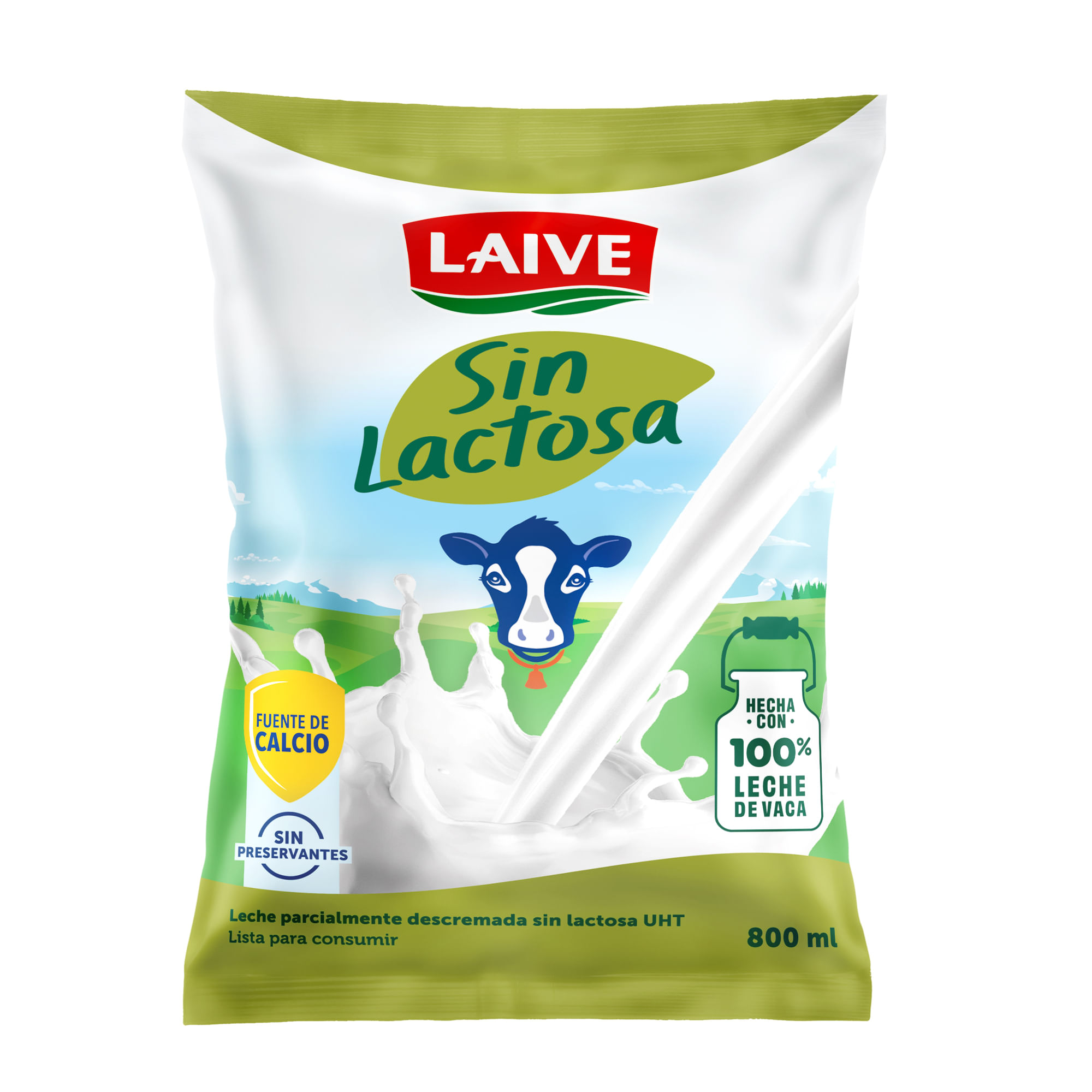 Leche sin Lactosa UHT LAIVE Bolsa 800ml
