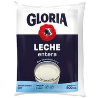 Leche Entera UHT GLORIA Bolsa 800ml