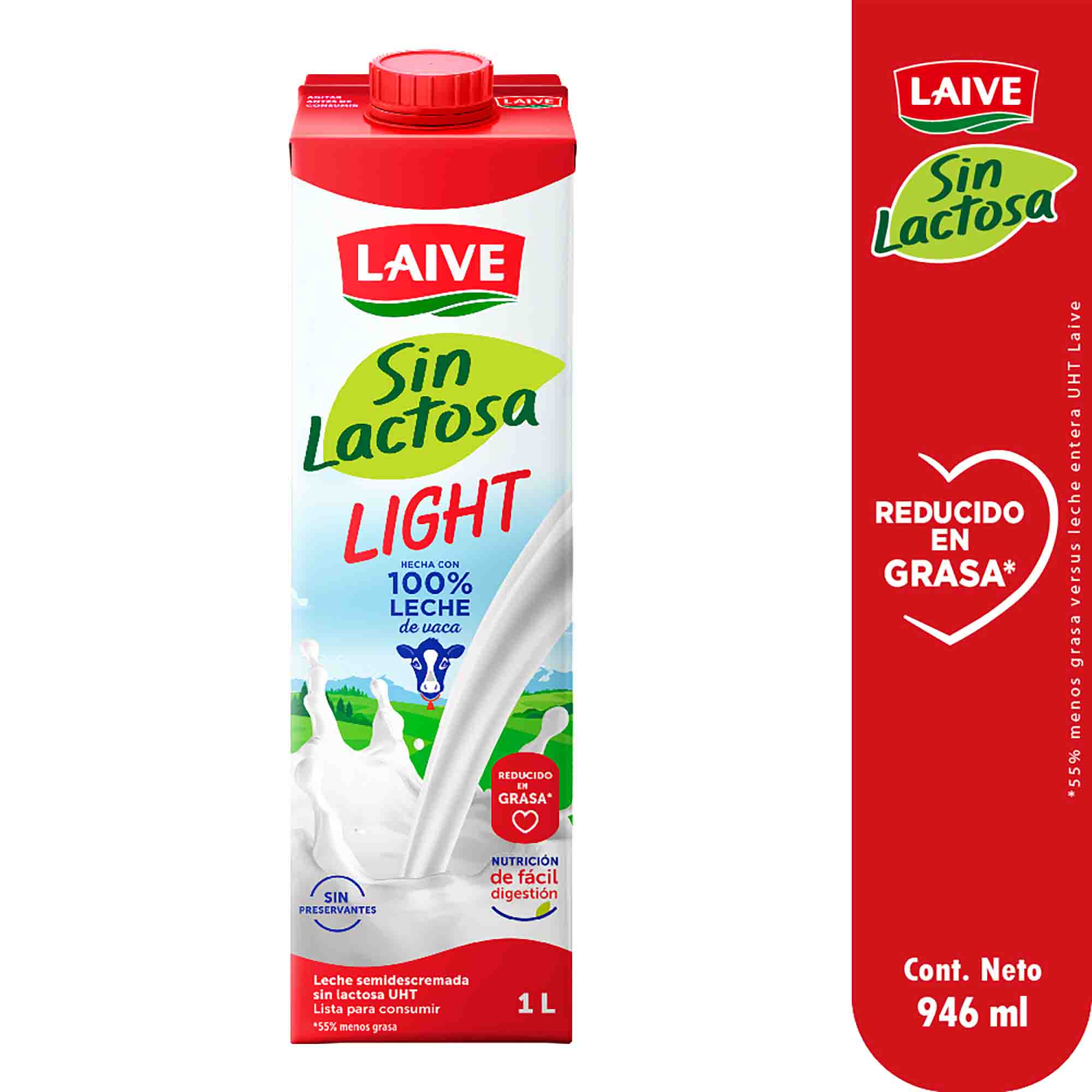 Leche Light sin Lactosa UHT LAIVE Caja 946ml